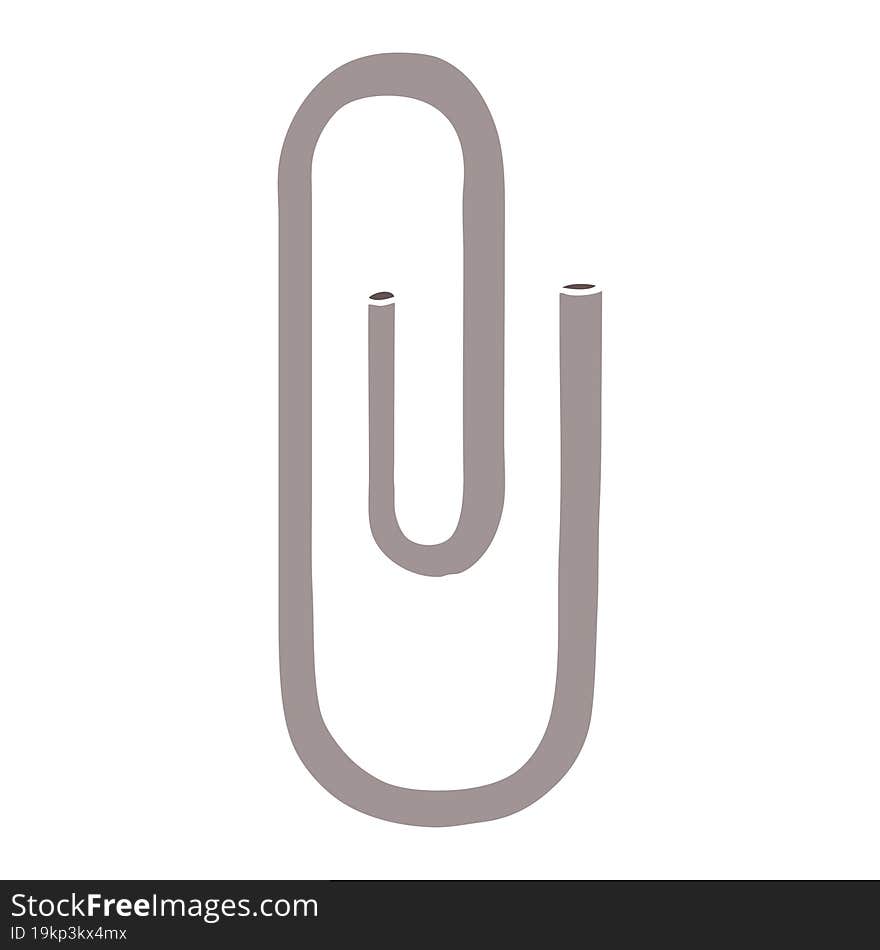 flat color style cartoon paperclip