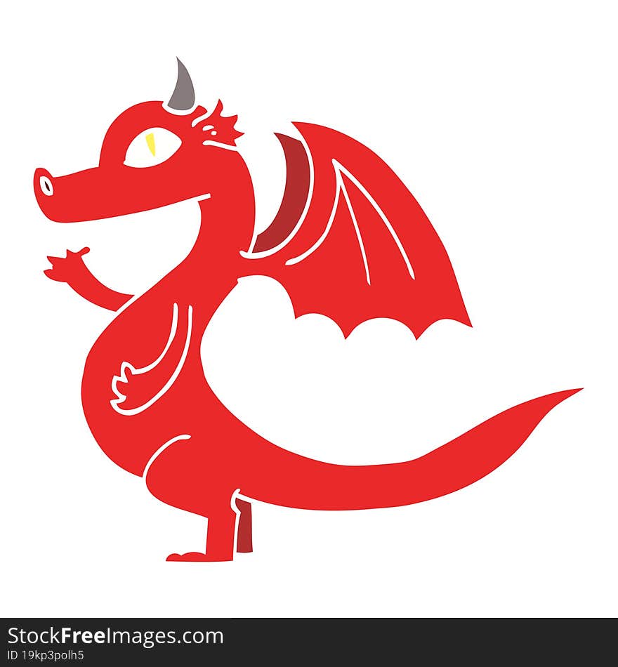 cute flat color illustration cartoon dragon
