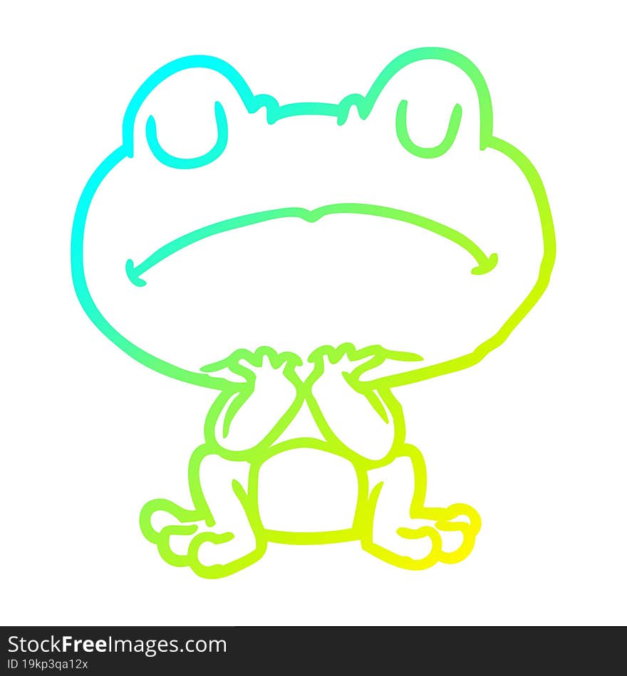 cold gradient line drawing frog waiting patiently