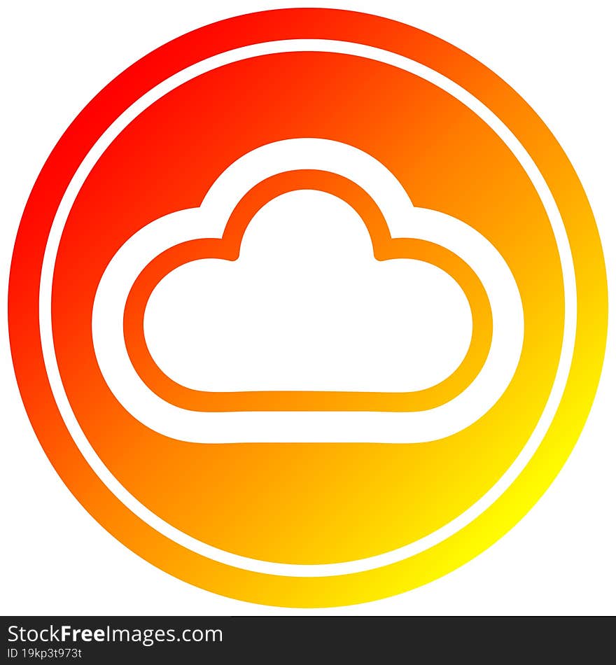 weather cloud circular icon with warm gradient finish. weather cloud circular icon with warm gradient finish