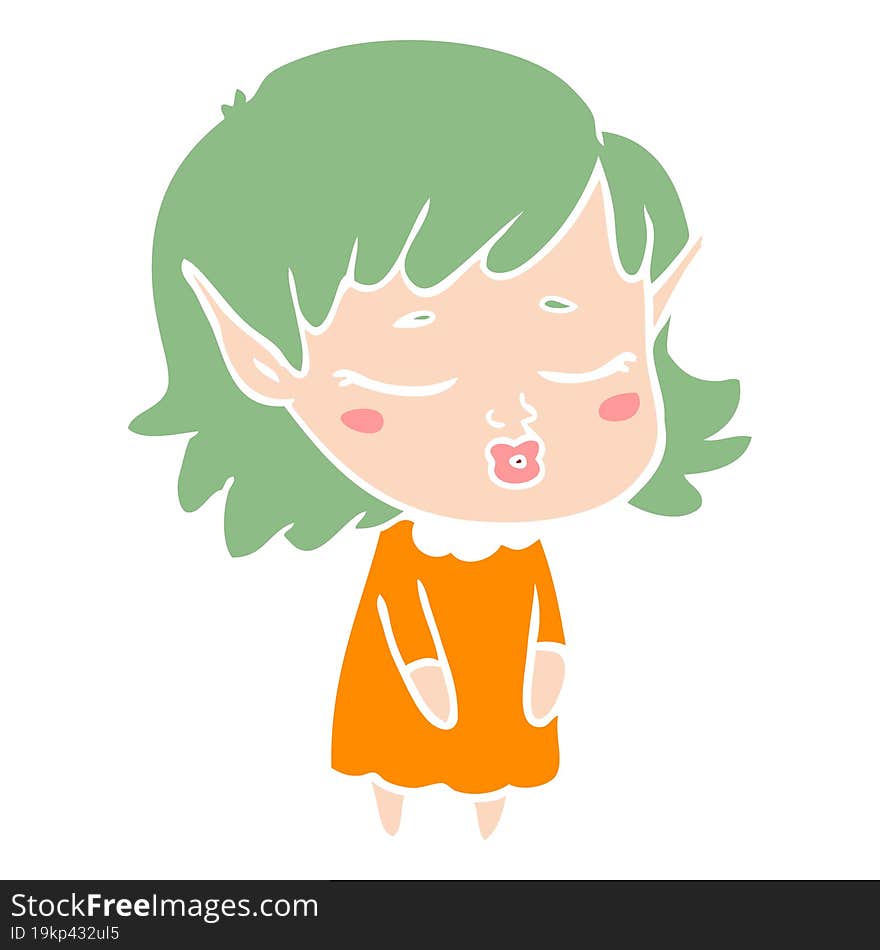 pretty flat color style cartoon elf girl