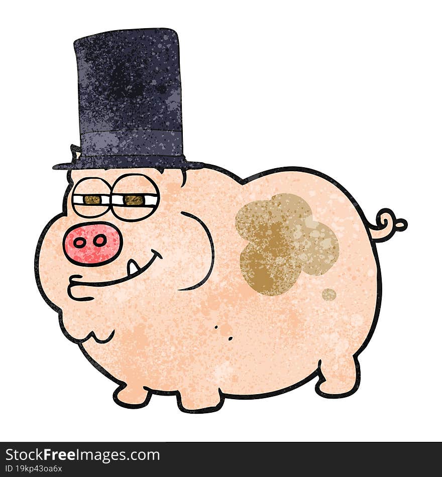 freehand textured cartoon rich pig