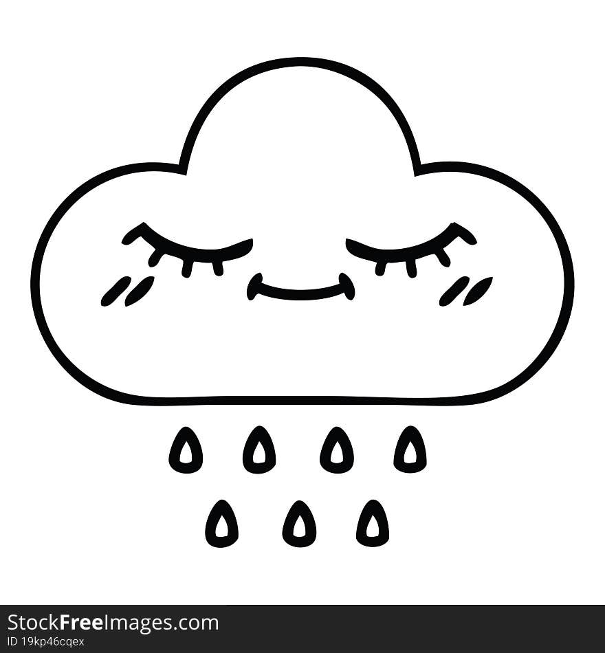 line drawing cartoon storm rain cloud