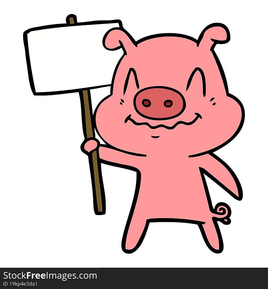 nervous cartoon pig. nervous cartoon pig