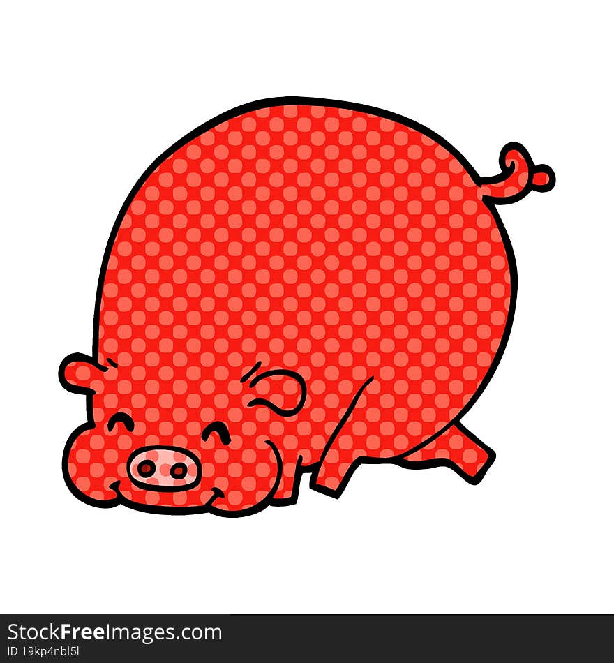 cartoon doodle fat pig