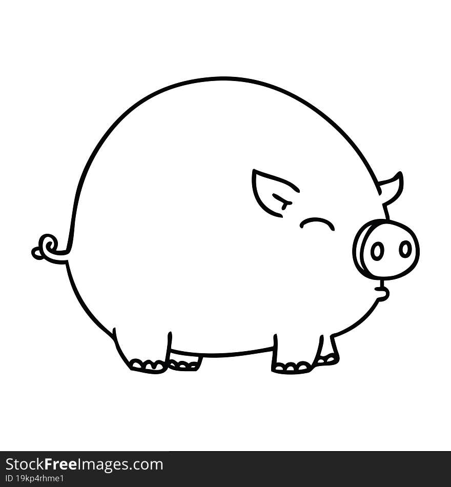 line drawing quirky cartoon pig. line drawing quirky cartoon pig