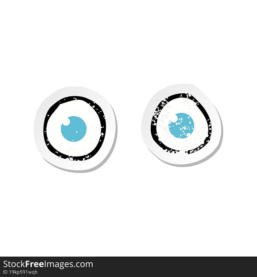 Retro Distressed Sticker Of A Cartoon Eyes