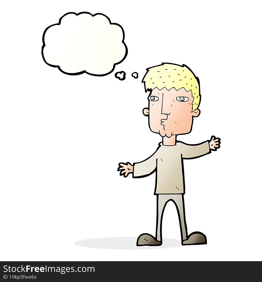 Cartoon Curious Man With Thought Bubble