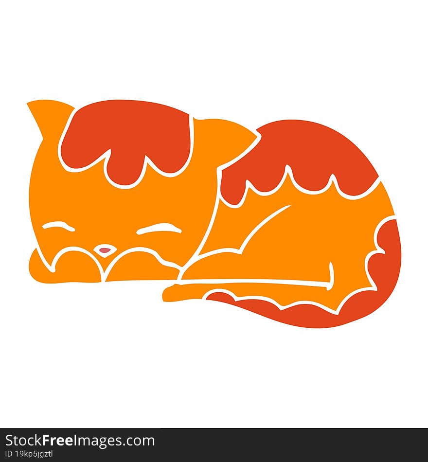 flat color style cartoon cat sleeping