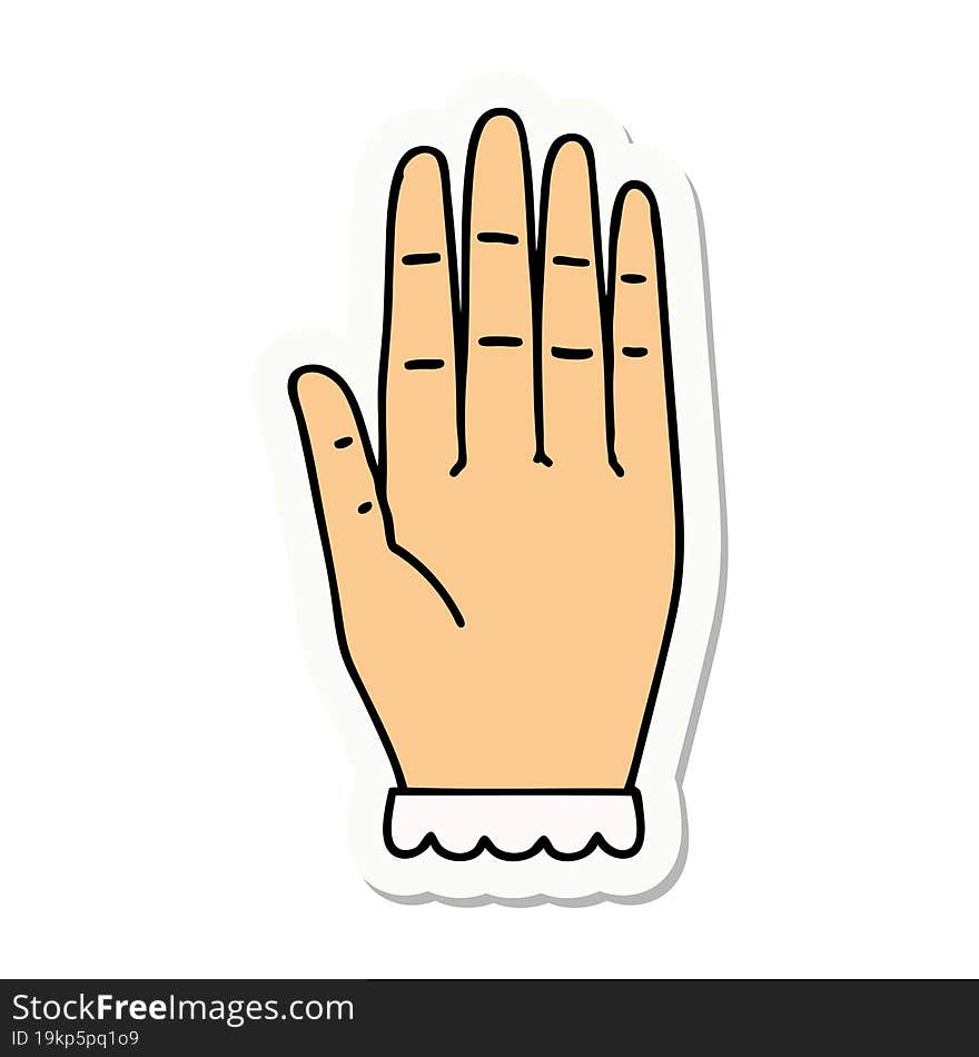 sticker of tattoo in traditional style of a hand. sticker of tattoo in traditional style of a hand