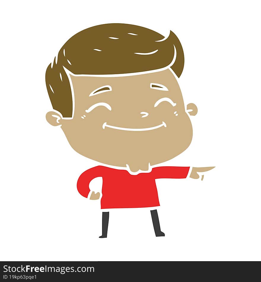 Happy Flat Color Style Cartoon Man