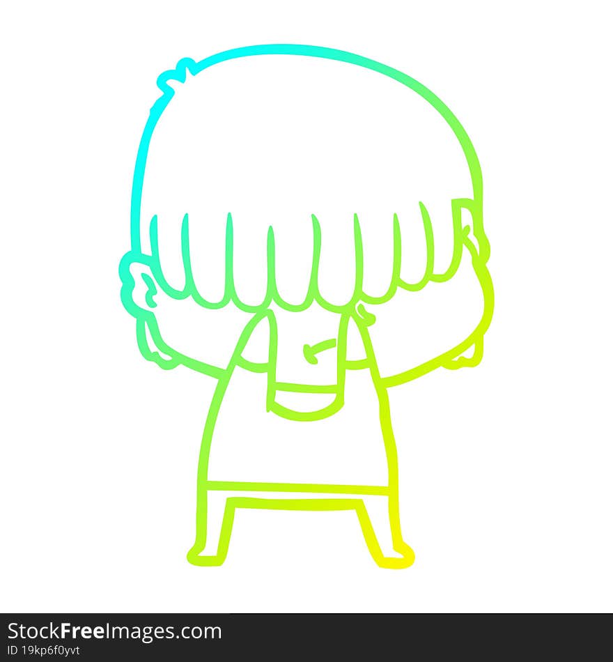 cold gradient line drawing of a cartoon boy with untidy hair