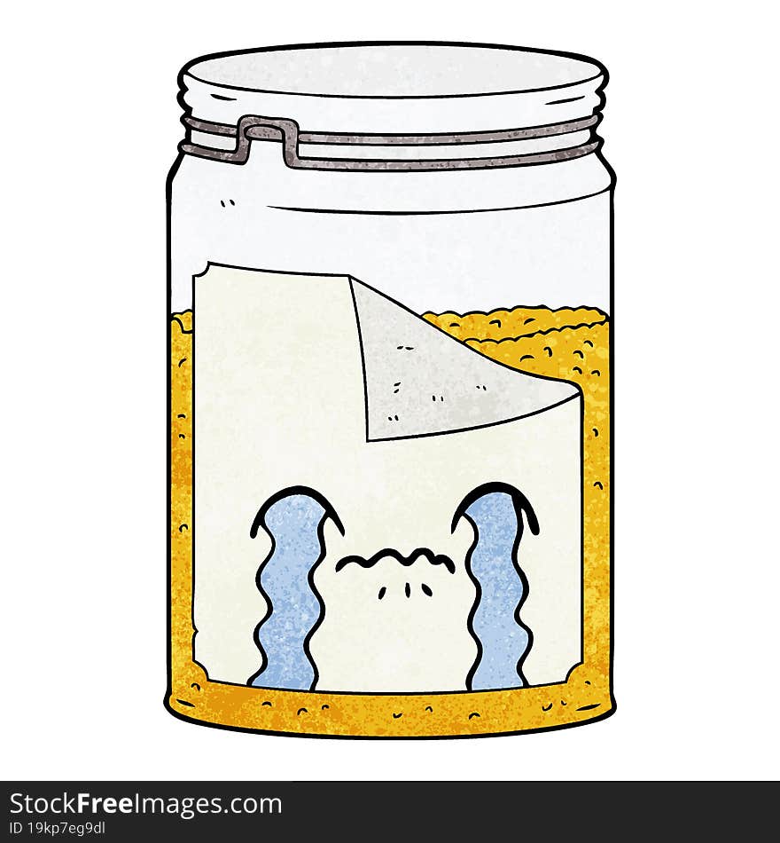 cartoon glass jar crying. cartoon glass jar crying