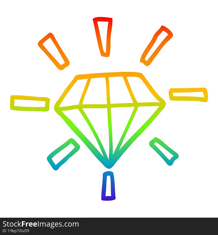 rainbow gradient line drawing cartoon tattoo diamond