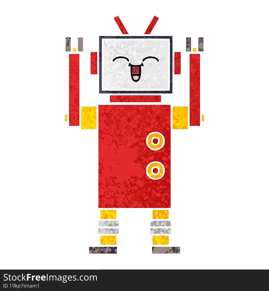 Retro Illustration Style Cartoon Robot