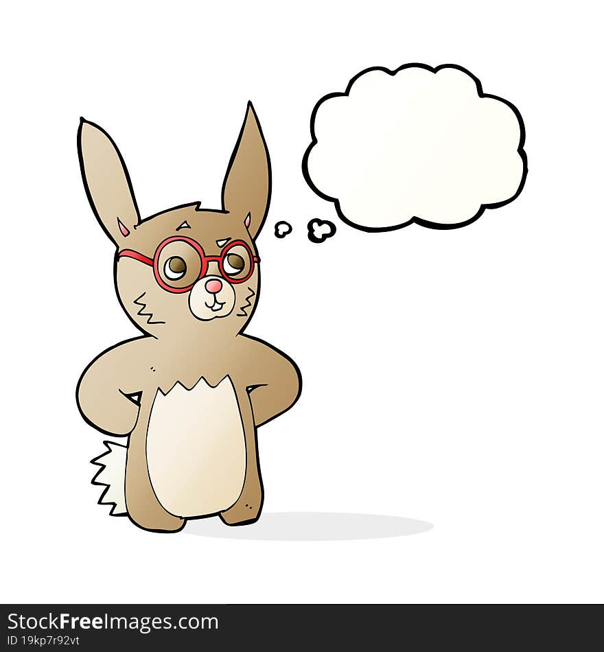 Cartoon Rabbit Wearing Spectacles With Thought Bubble