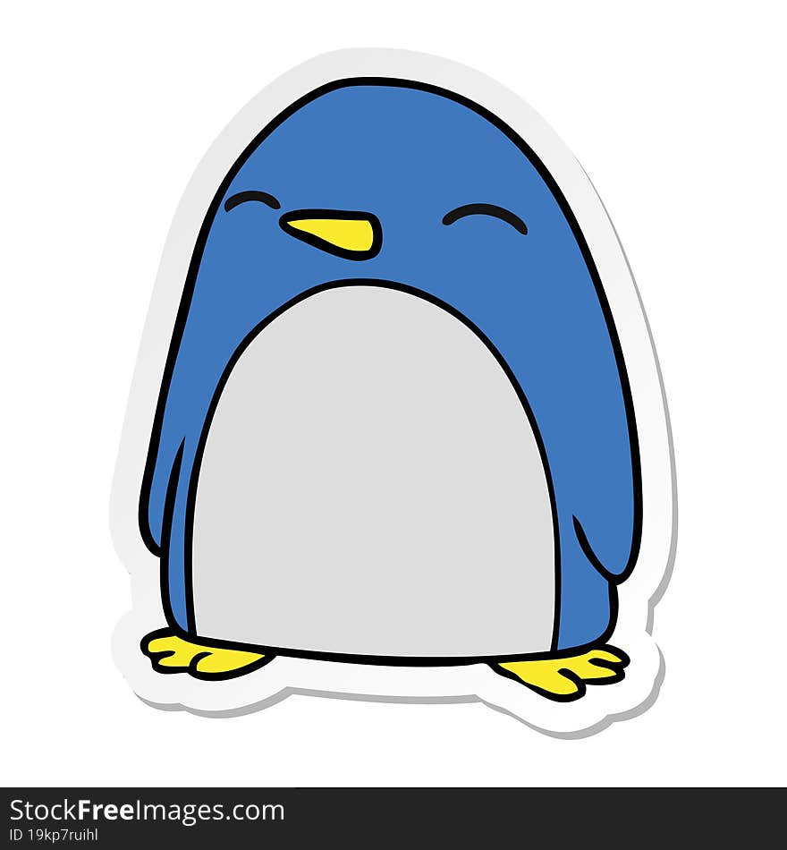 sticker cartoon doodle of a cute penguin