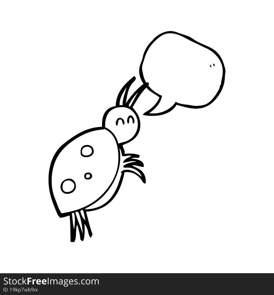 freehand drawn speech bubble cartoon ladybug