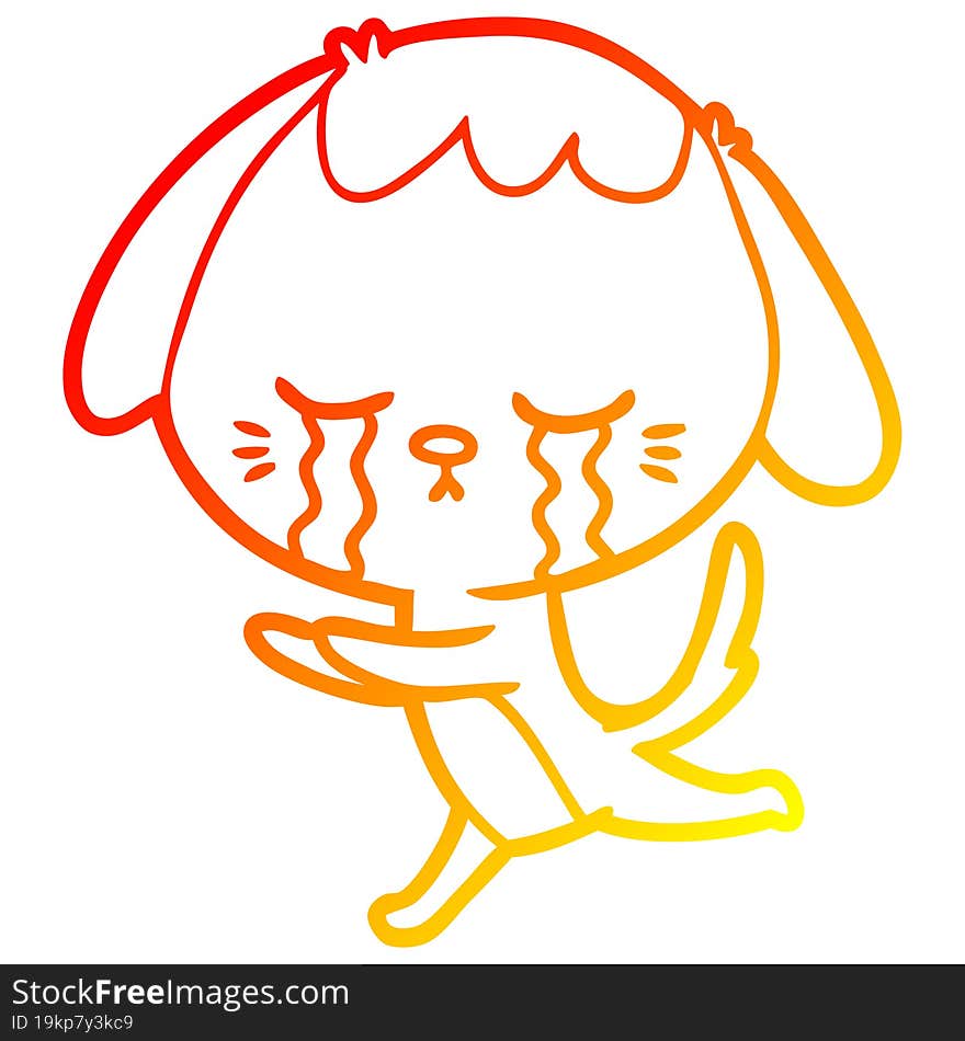 warm gradient line drawing cartoon crying dog