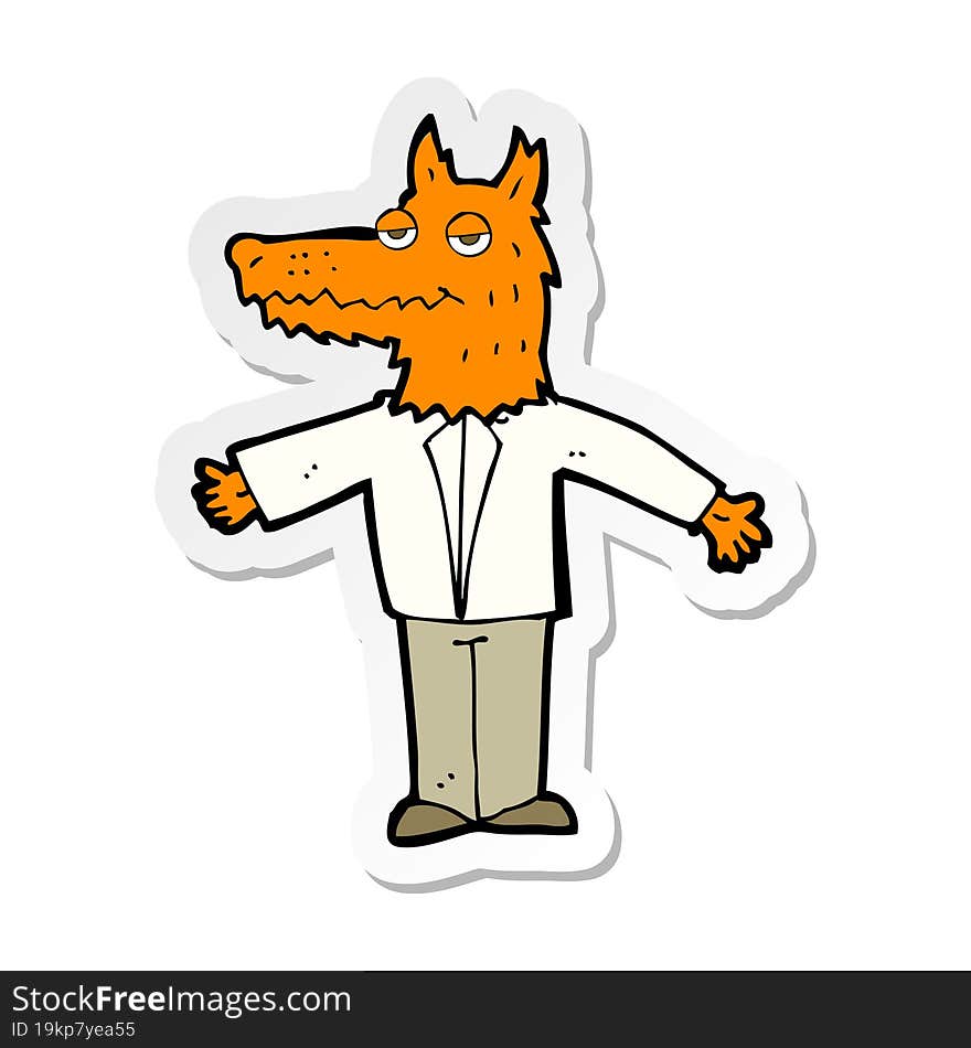 sticker of a cartoon wolf