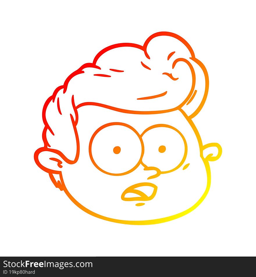 Warm Gradient Line Drawing Cartoon Male Face