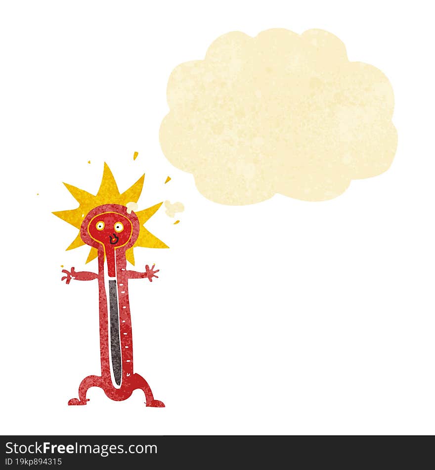 cartoon thermometer with thought bubble