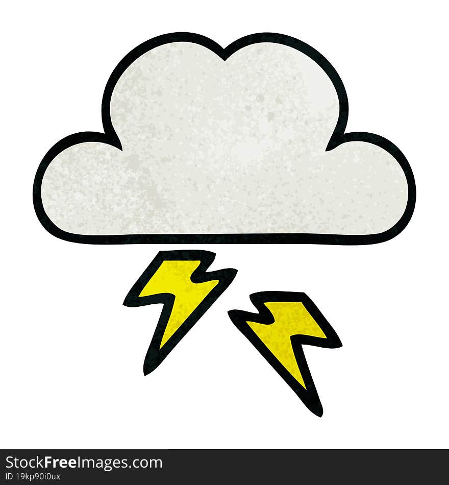 retro grunge texture cartoon of a thunder cloud