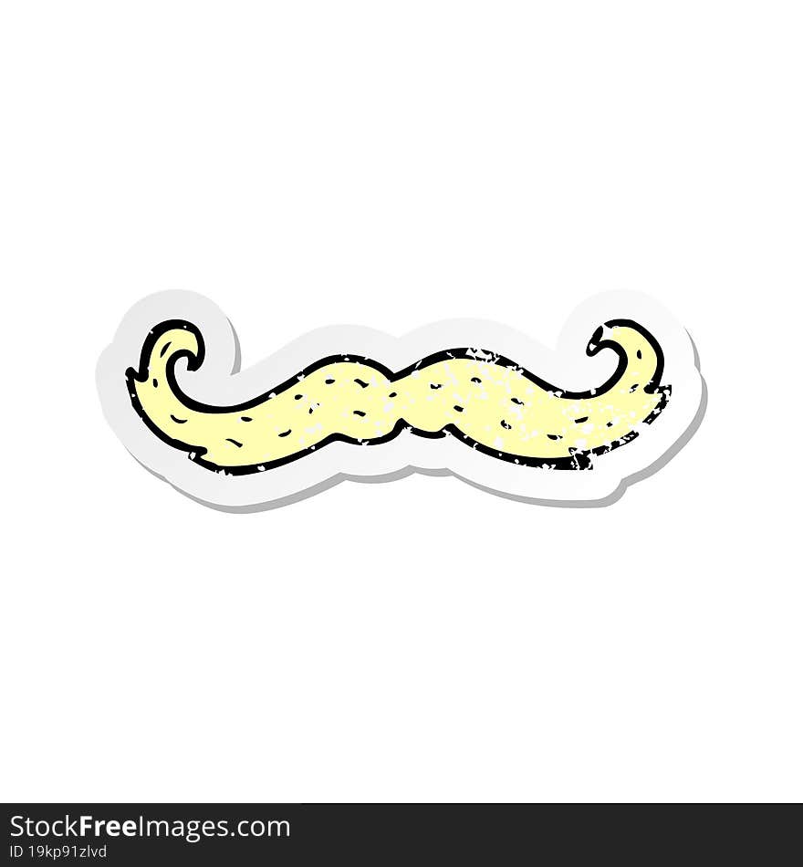 retro distressed sticker of a cartoon mustache symbol