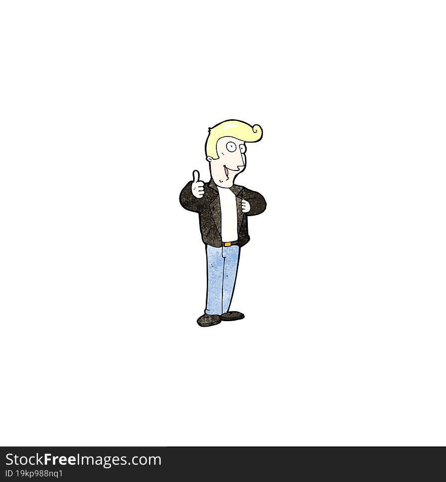 cartoon cool guy in leather jacket