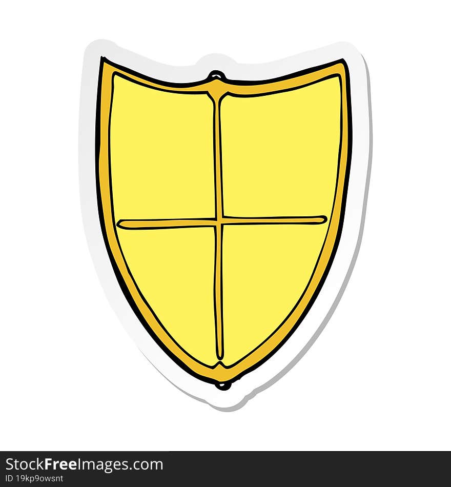 sticker of a cartoon heraldic shield