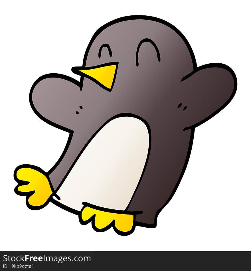 cartoon doodle dancing penguin