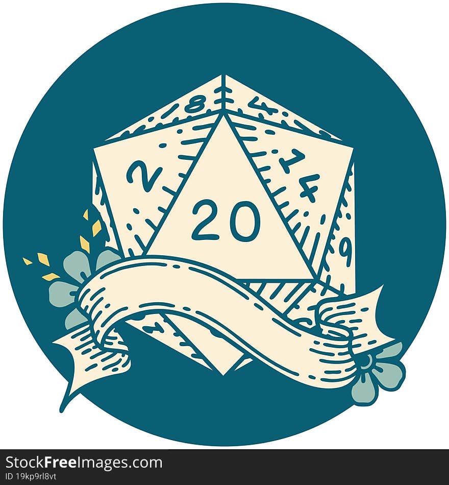 natural twenty D20 dice roll illustration