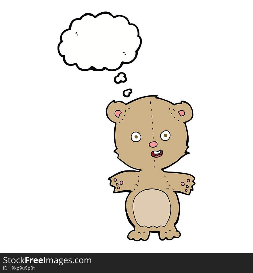 cartoon teddy bear with thought bubble