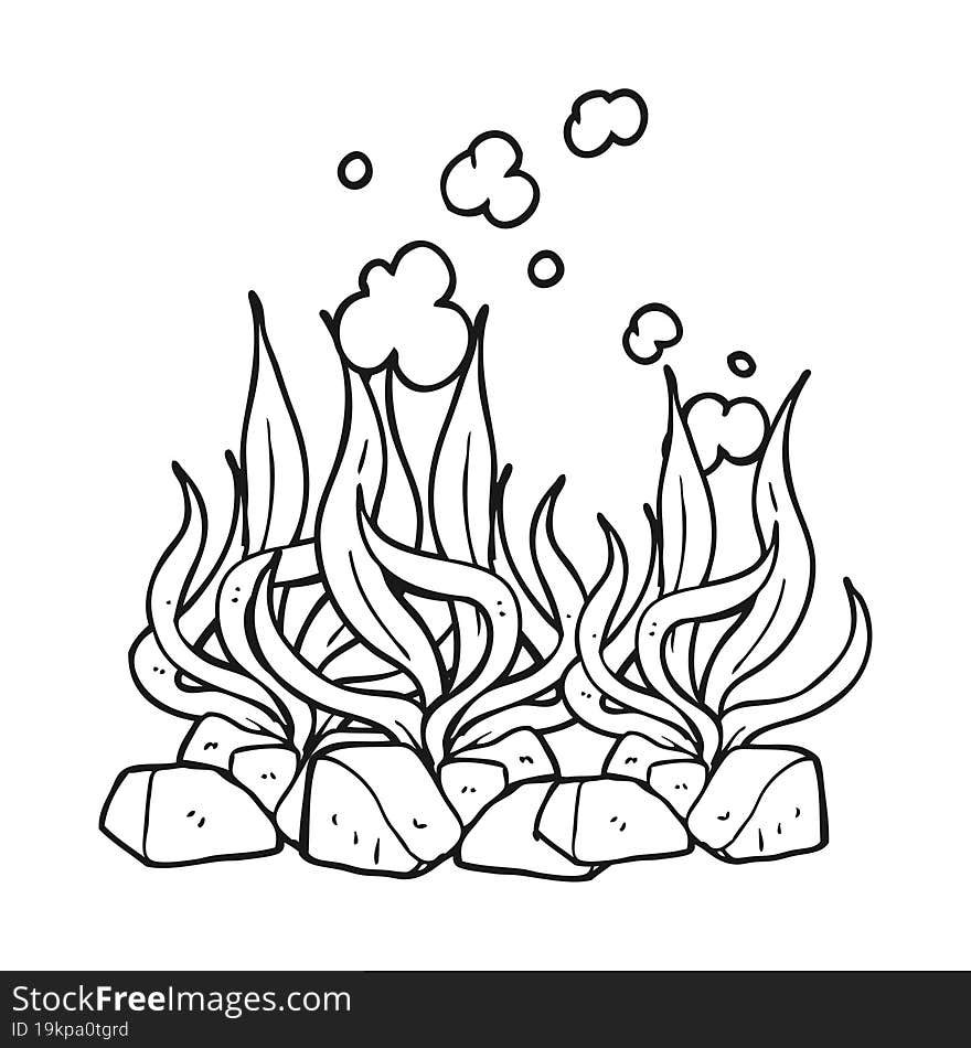 black and white cartoon seaweed