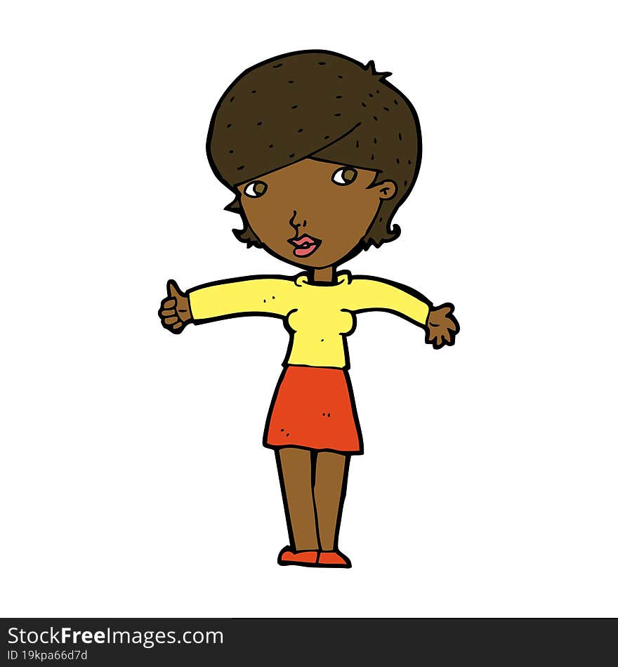 cartoon woman giving thumbs up symbol