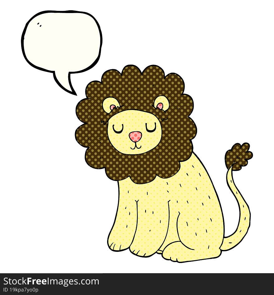 Comic Book Speech Bubble Cartoon Cute Lion