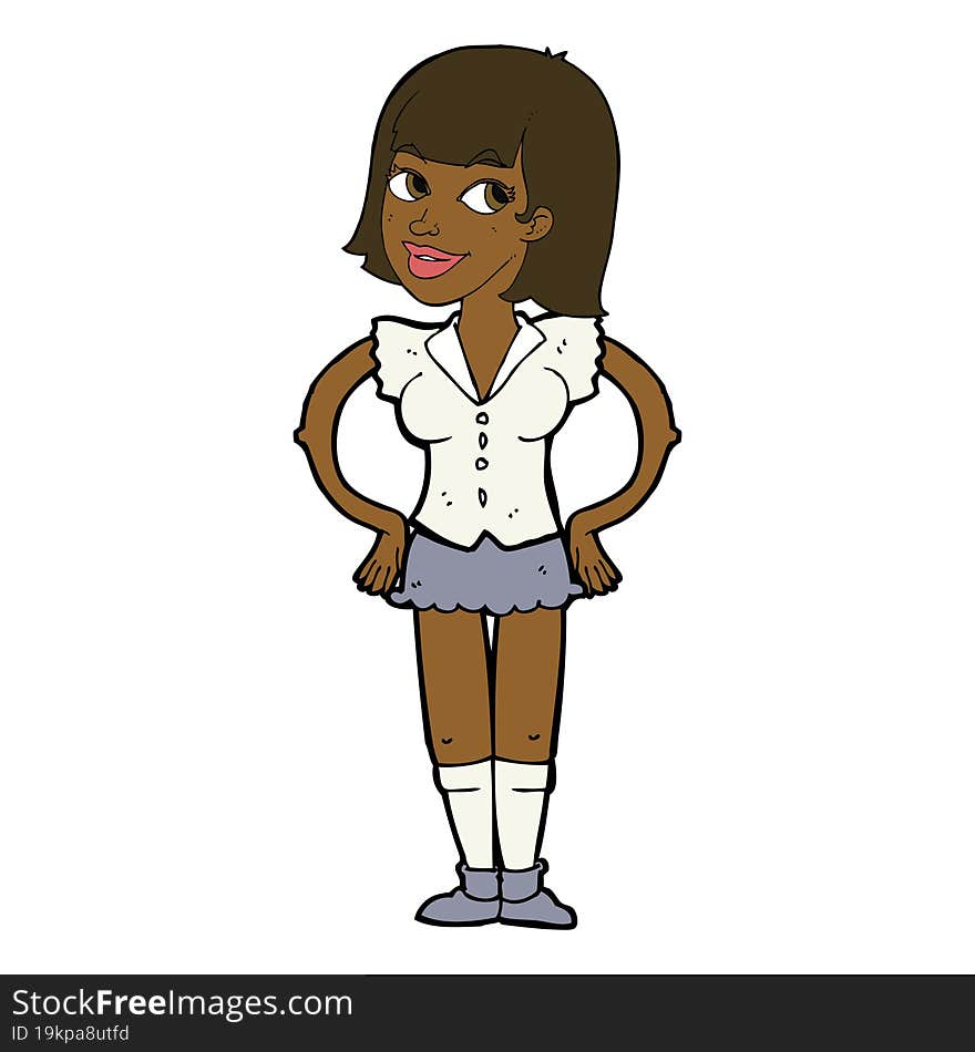 cartoon woman with hands on hips