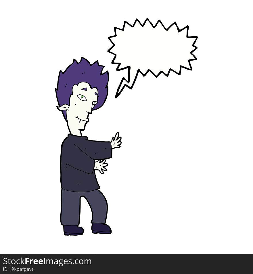 Cartoon Vampire With Speech Bubble