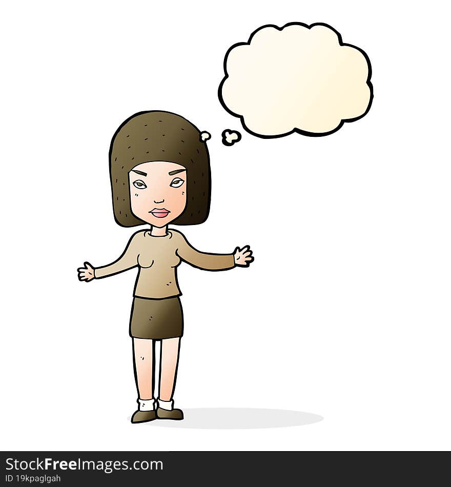 cartoon annoyed woman with thought bubble