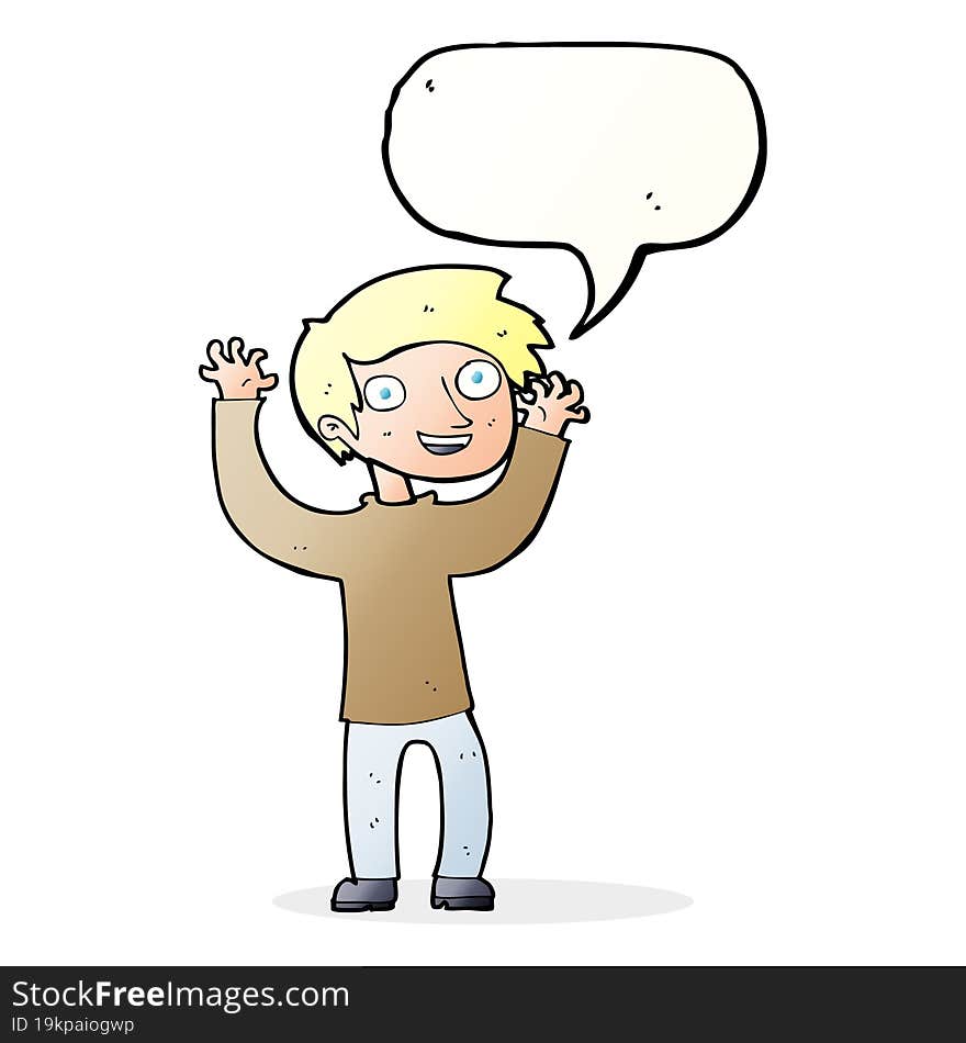 cartoon happy man with speech bubble