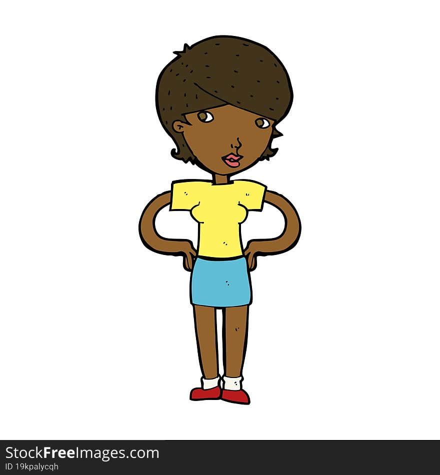 cartoon woman with hands on hips