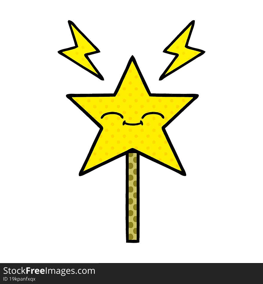 Comic Book Style Cartoon Magic Wand