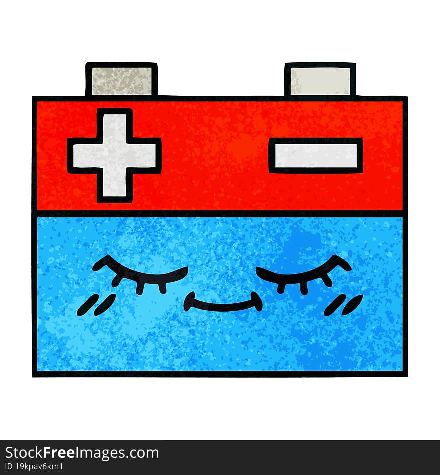 retro grunge texture cartoon car battery