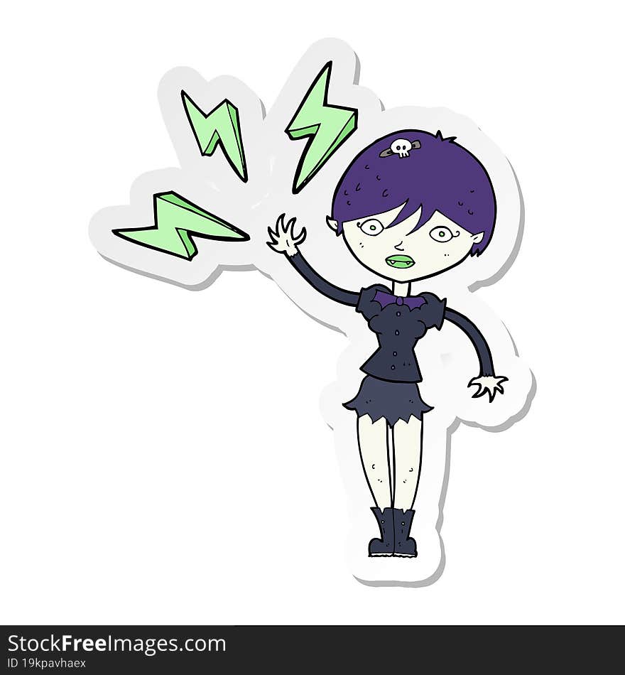 sticker of a cartoon halloween vampire girl