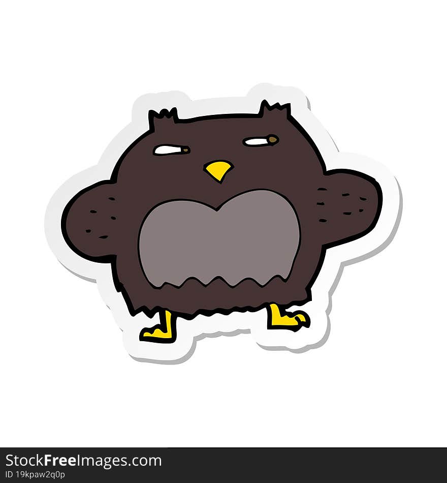 Sticker Of A Cartoon Suspicious Owl