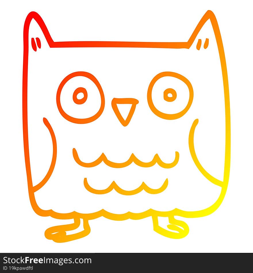 warm gradient line drawing funny cartoon owl