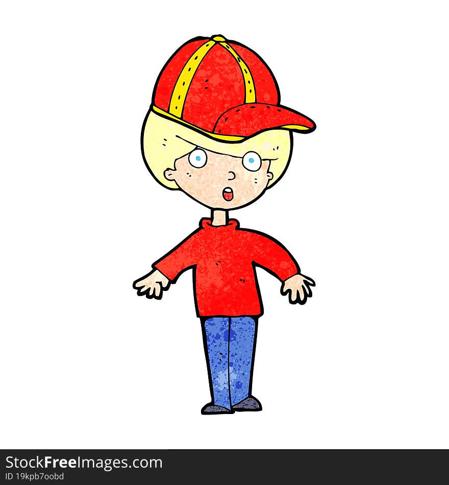 cartoon boy wearing cap