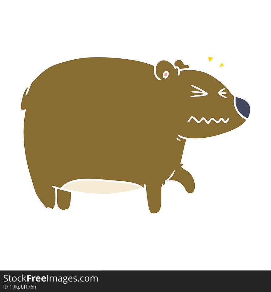 flat color style cartoon bear with a sore head