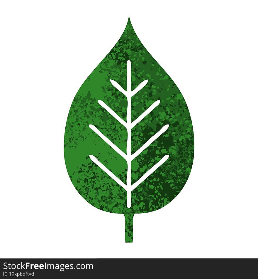 Retro Illustration Style Cartoon Green Leaf