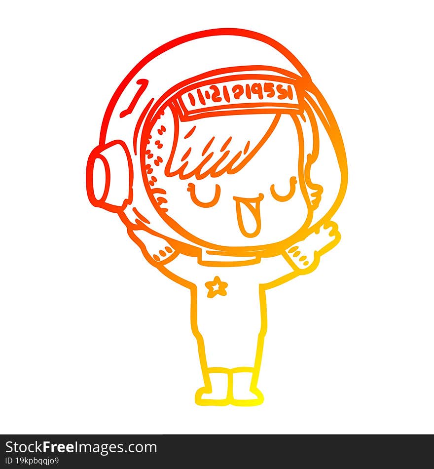 warm gradient line drawing cartoon astronaut woman